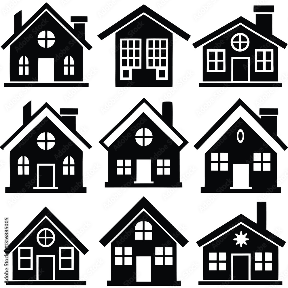 black home icon set vector silhouette design black home icon set vector silhouette design