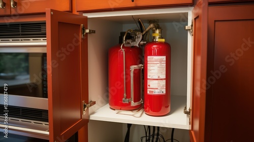 Wallpaper Mural cabinet fire extinguisher kitchen Torontodigital.ca