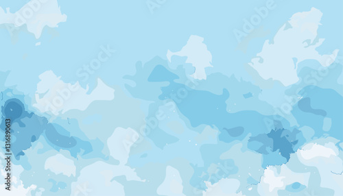 Clear blue sky with puffy clouds, abstract watercolor sky background, teal color blue, blurry natural clouds, soft clear sky, bright sky tones, peaceful serene clouds