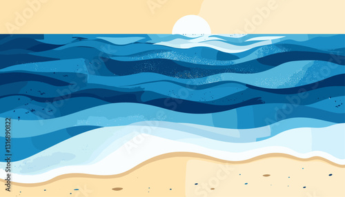 abstract blue sea, beach summer background, tropical coastline, clear water, waves crashing, sunny sky, ocean horizon, beach landscape, summer vacation, coastal paradise