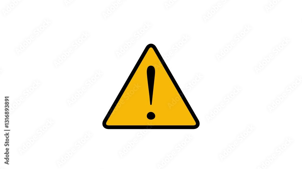 Exclamation mark on triangle. Warning symbol. danger caution message icon animation. Exclamation mark on triangle. Warning symbol. danger caution message icon animation.