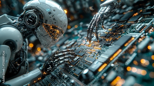 AI neural network chip dissected for detailed analysis by robots