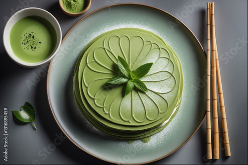  matcha pancakes high-resolution photo photo