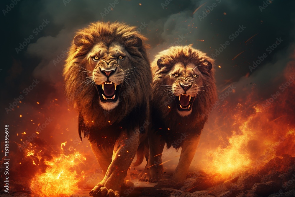 Naklejka premium lion in the zoo