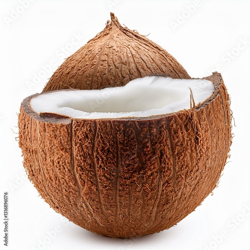 Delicious coconuts cut out with transparent background.
