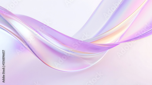 Minimalist abstract curves with smooth iridescent gradient reflections and a soft glow effect against a clean white background.
