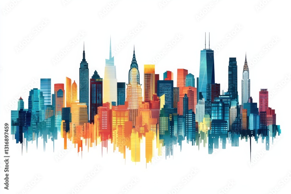 Fototapeta premium Vibrant Cityscape Panorama for Urban Skyline.