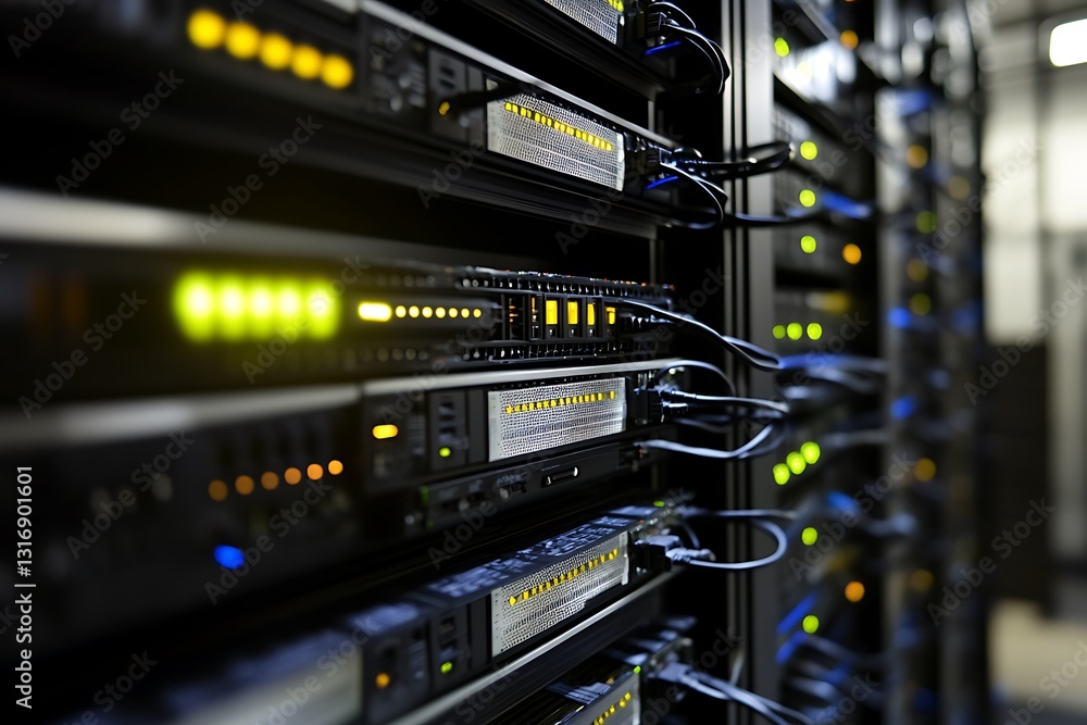Naklejka premium Networking rack solutions in visual display 