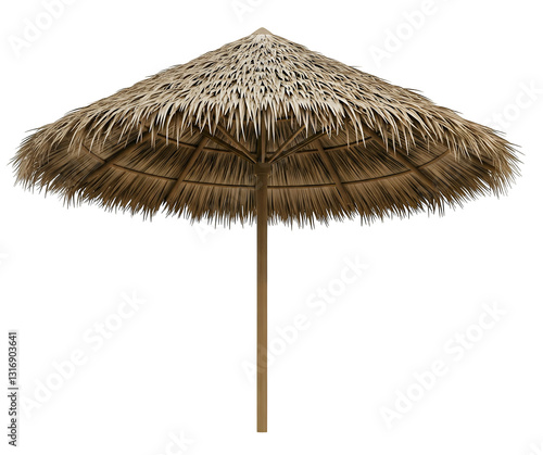 Large Thatched Umbrella with Wooden Support