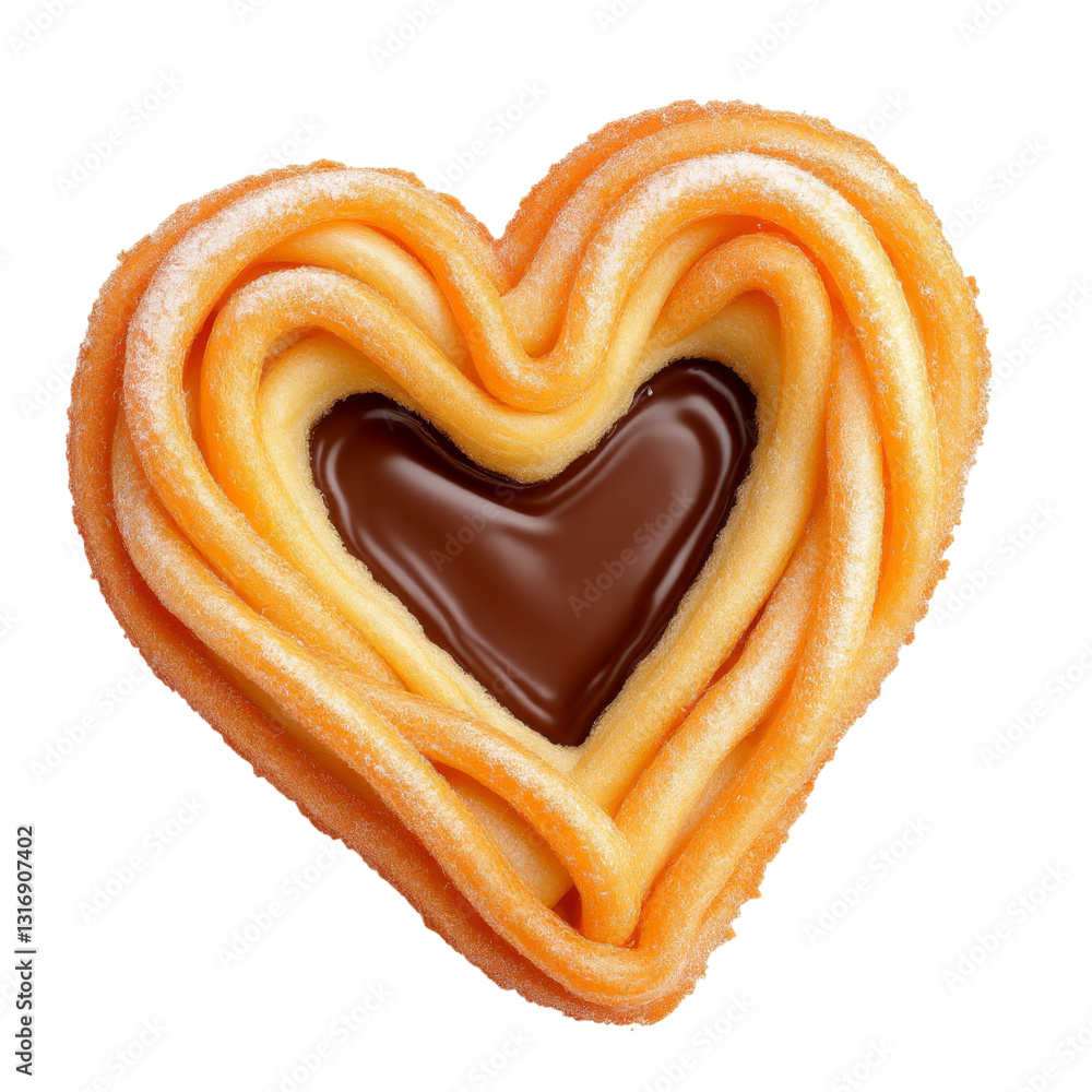 Fototapeta premium Heart-shaped cookie with melted chocolate filling