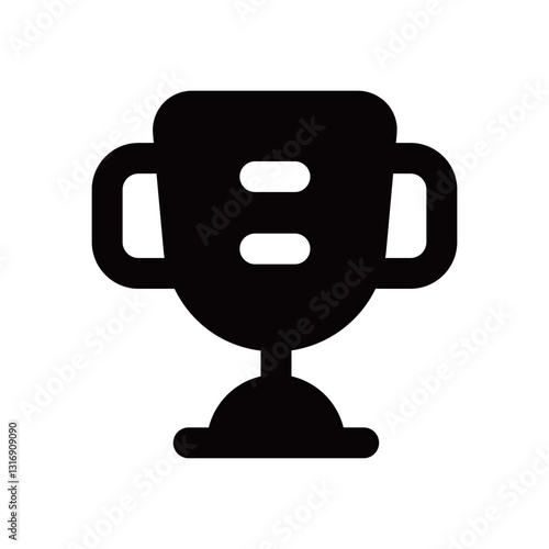 flat trophy medal badge award icon, black silhouette achievement symbol, champion and winner prize, ranking and recognition reward, premium competition emblem, victory and honor digital design