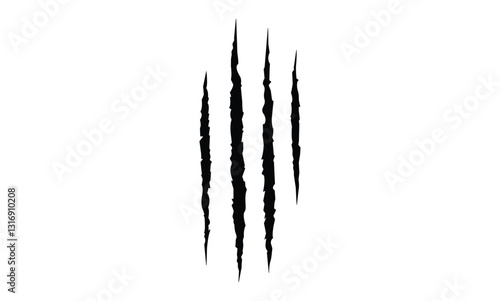 Cat tiger scratches signs.  tiger, dog, lion, monster, scratches, talons cuts cat, tiger, isolated on transparent background. Vector