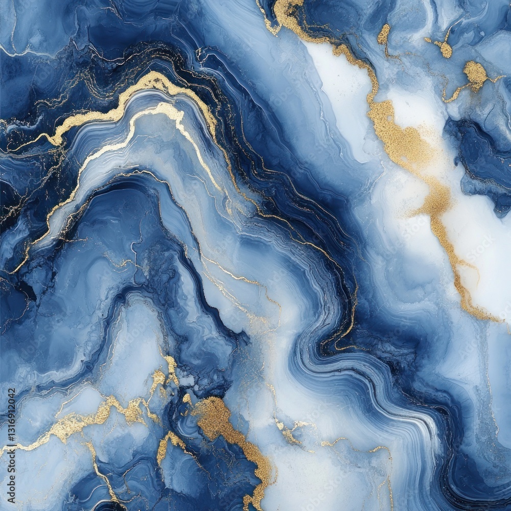 Fototapeta premium Abstract blue and gold marble texture. (88)