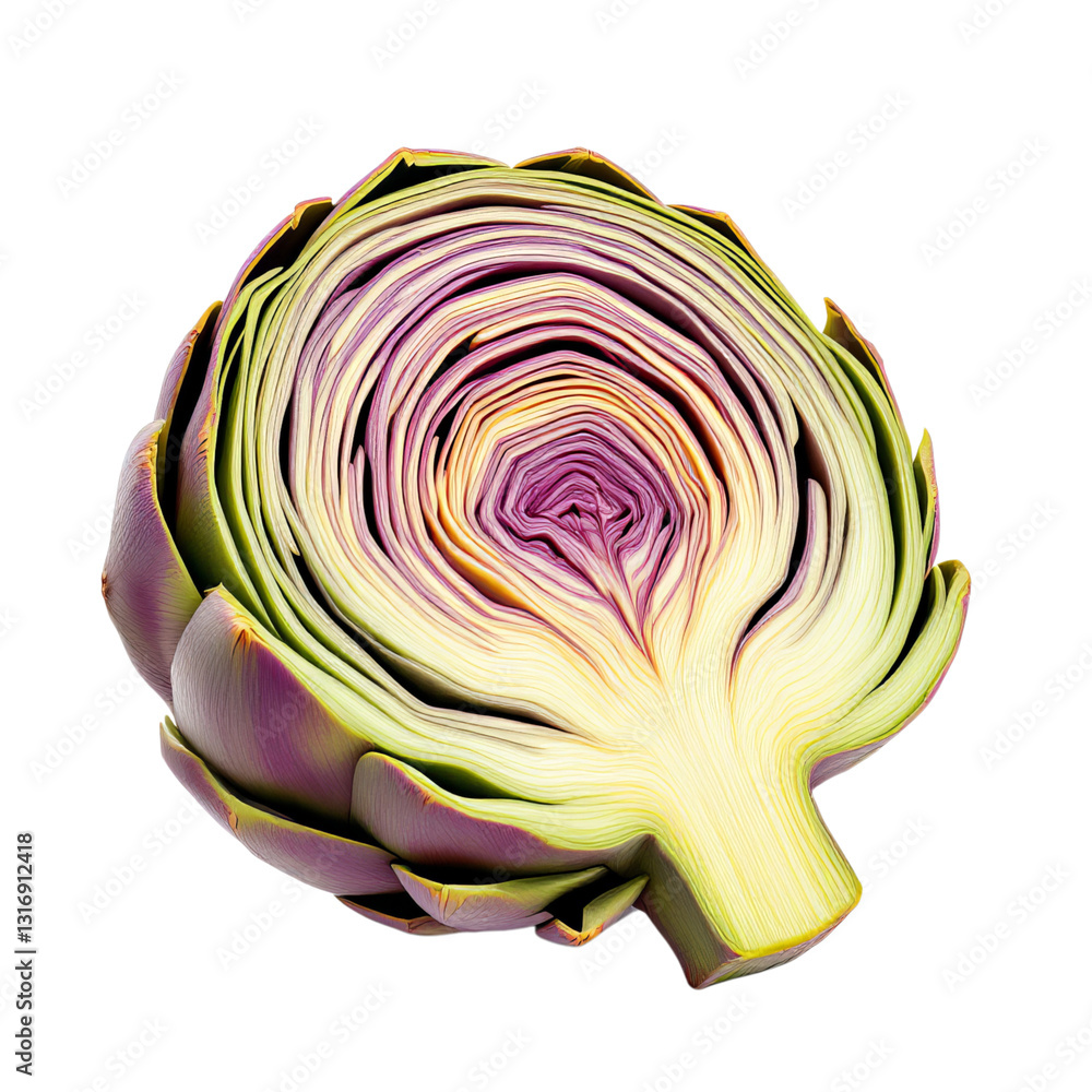 Obraz premium Close-up of a vibrant artichoke heart slice.