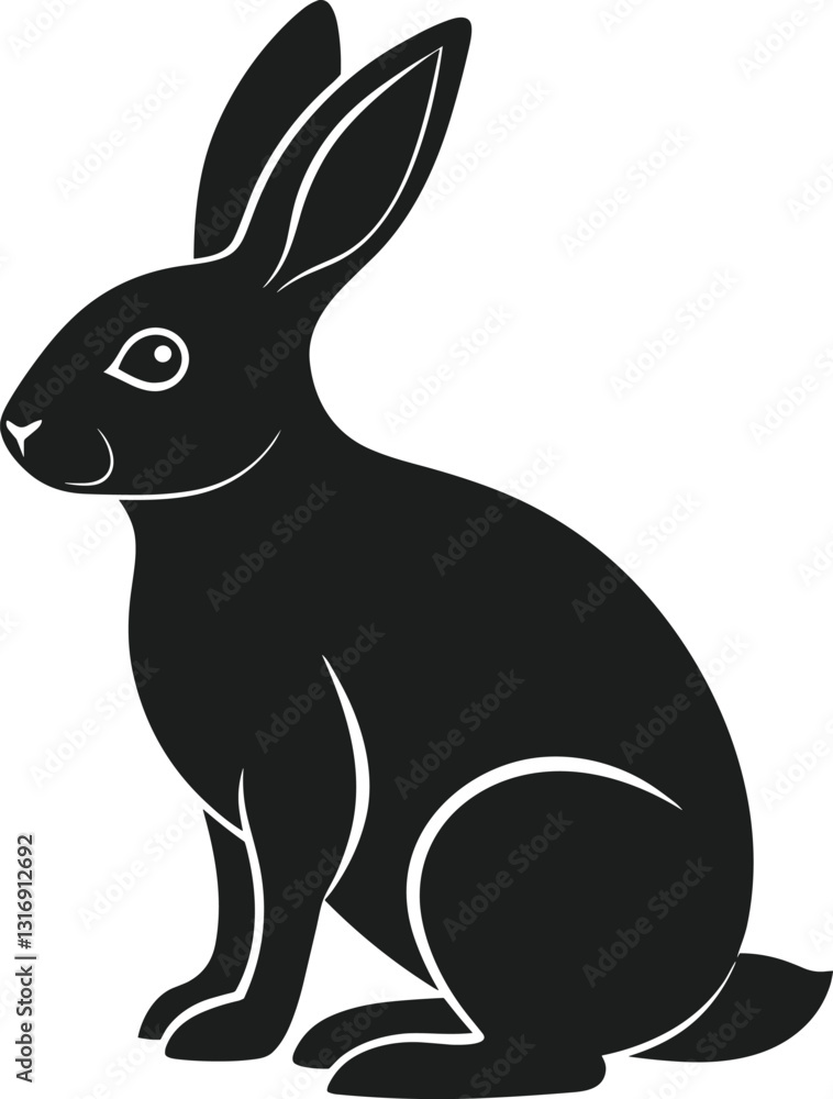 Obraz premium Elegant Rabbit Silhouette Vector – Perfect for Spring and Easter Designs