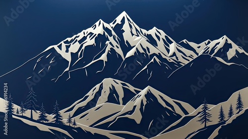 Majestic Silver Mountains Landscape Nature Scene Winter Peaks Snowy Range Forest Hills Art Print