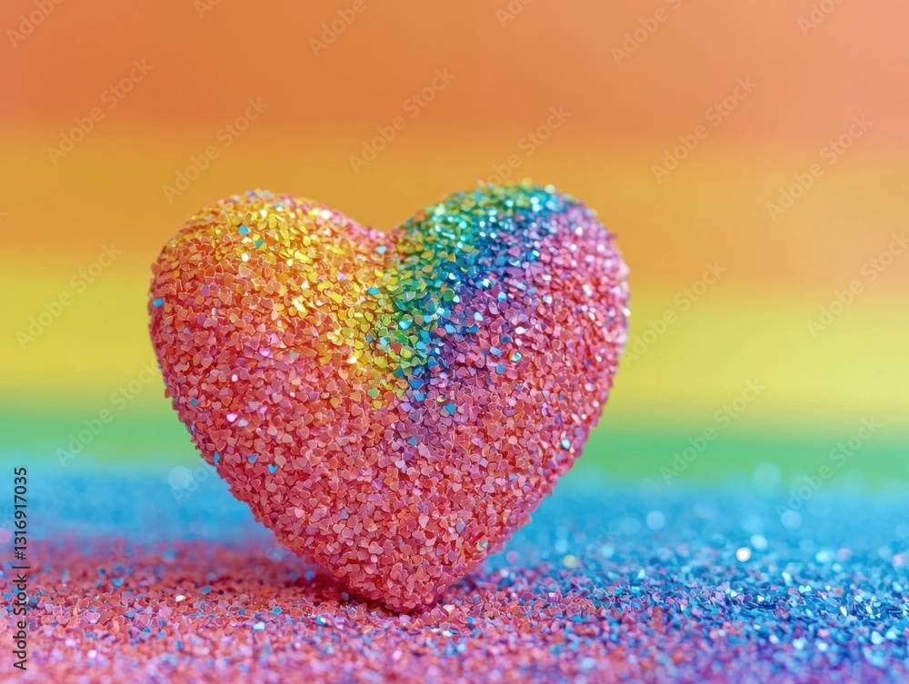 Fototapeta premium Sparkling heart created with glitter showcasing a dazzling array of shimmering colors