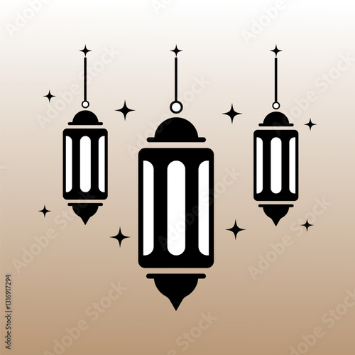 Muslim Ramadan Lantern logo, gradient color background