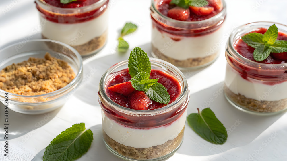 Mason Jar No-Bake Cheesecake with Berry Compote Layers Mason Jar No-Bake Cheesecake with Berry Compote Layers