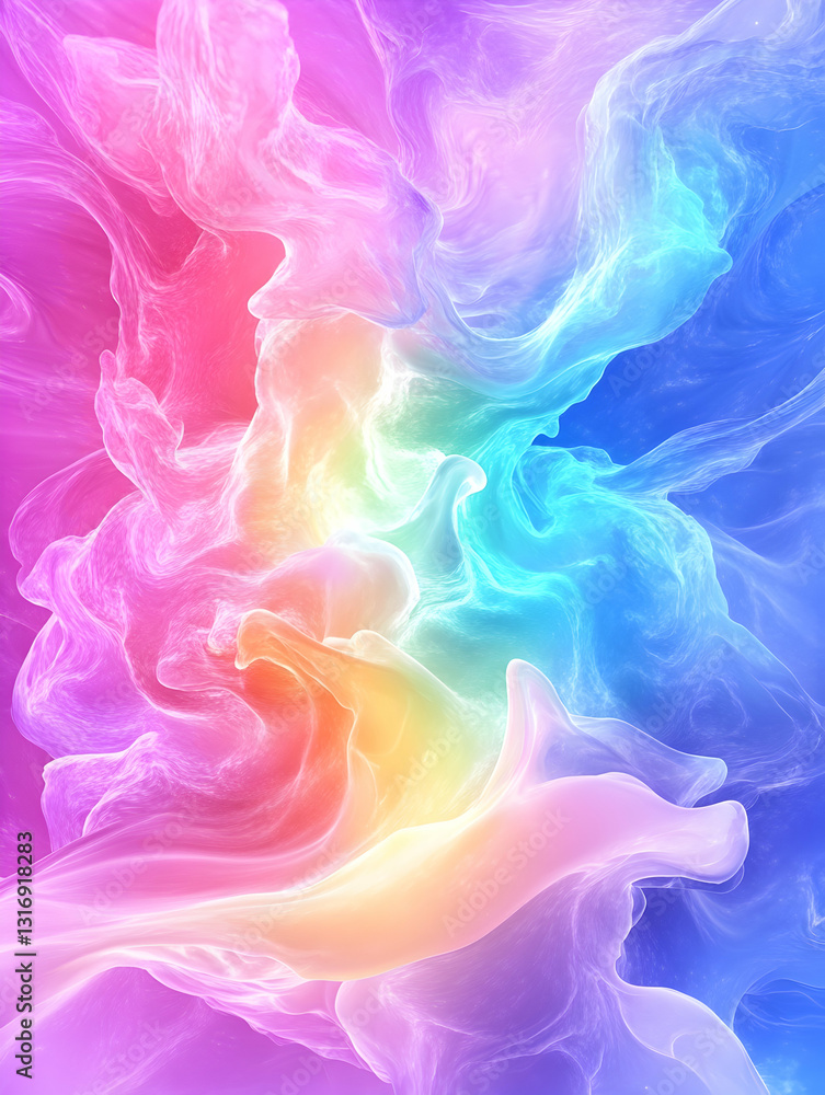 Fototapeta premium Abstract swirling pastel rainbow colors Dreamy flowing and ethereal