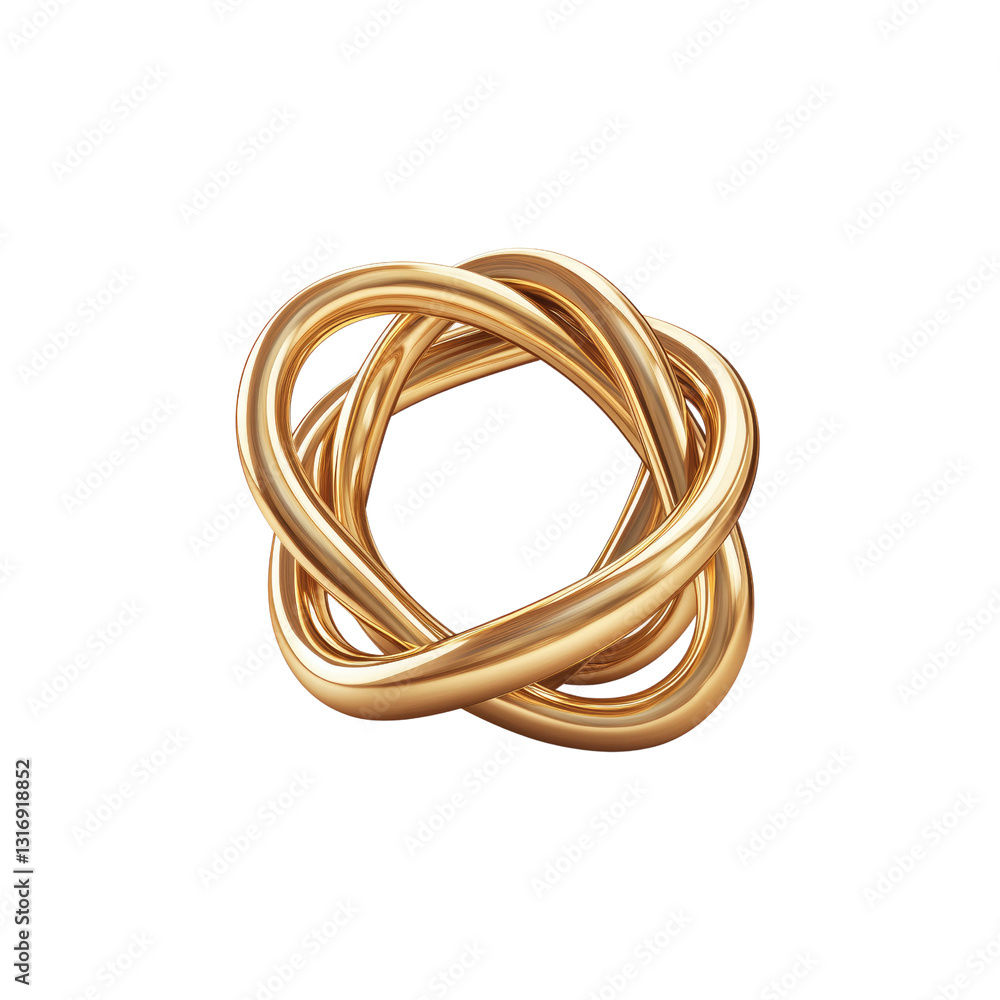 Abstract Golden Intertwined Rings 3D Render of Elegant Knot Design Abstract Golden Intertwined Rings 3D Render of Elegant Knot Design