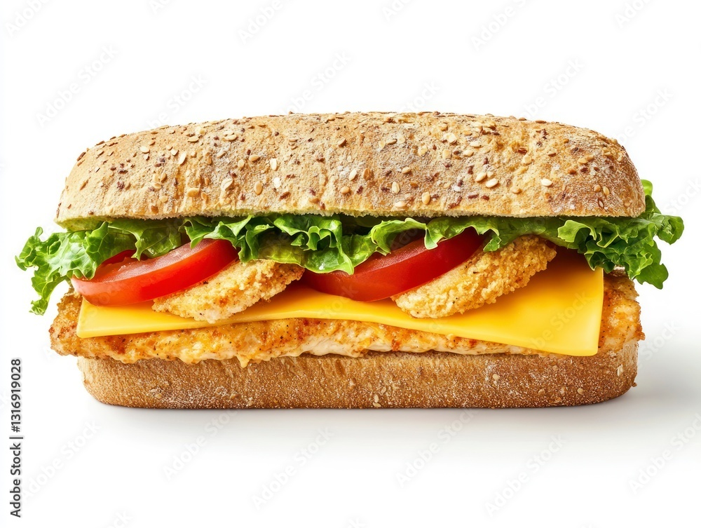 Eating Healthy Chicken Sandwich with Whole Grain Bread and Fresh Vegetables Eating Healthy Chicken Sandwich with Whole Grain Bread and Fresh Vegetables