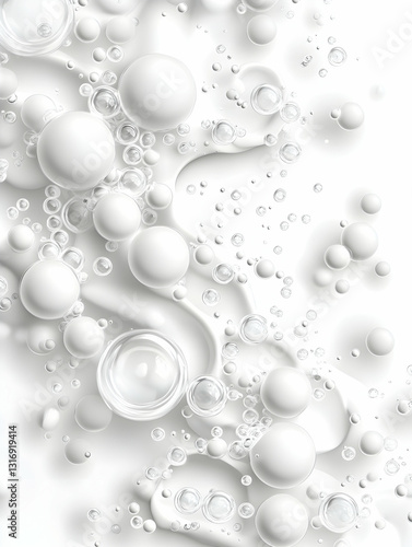 Wallpaper Mural Abstract white spheres and bubbles in fluid  Smooth luxurious texture Torontodigital.ca