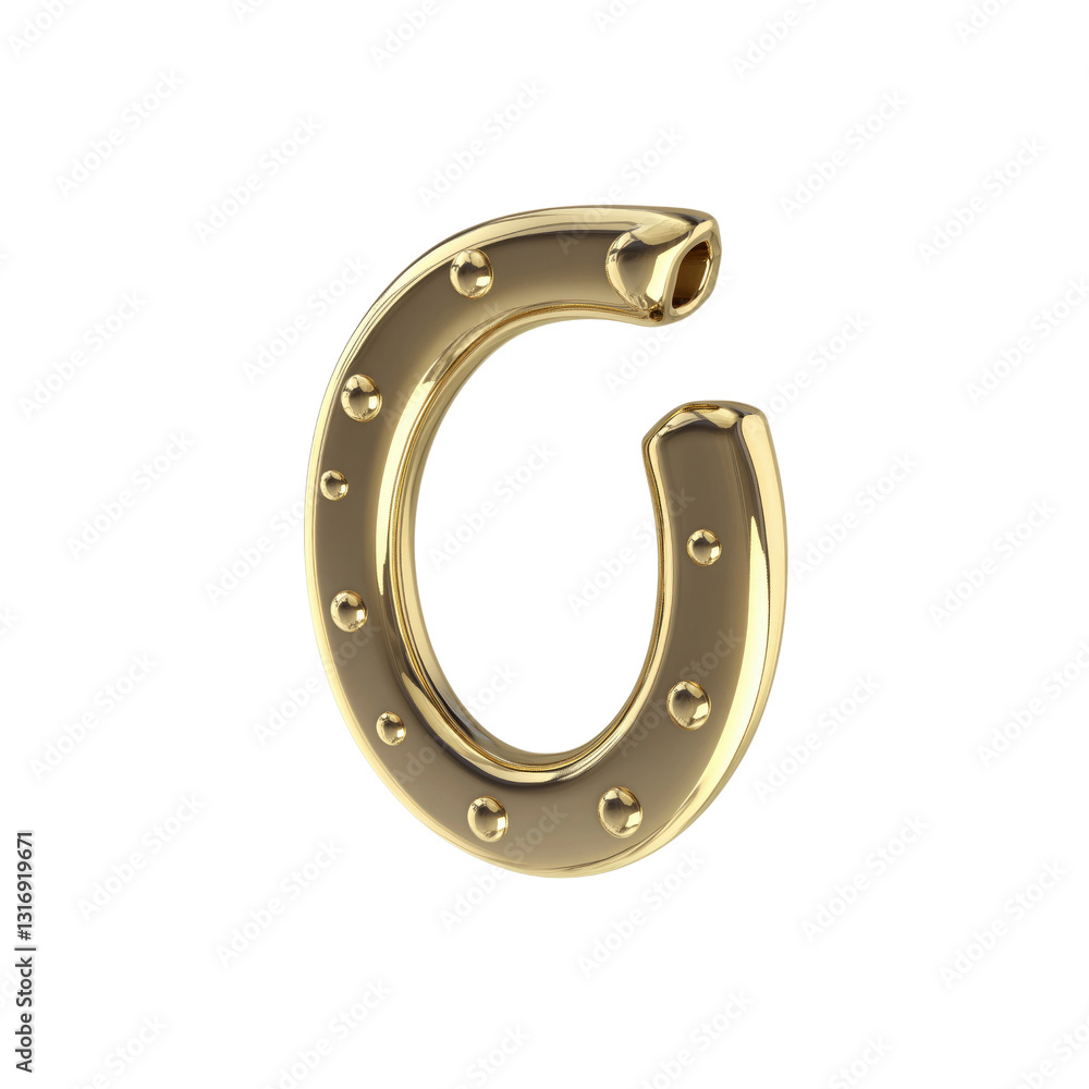 Gold Horseshoe Charm Good Luck Symbol, 3D Render Gold Horseshoe Charm Good Luck Symbol, 3D Render