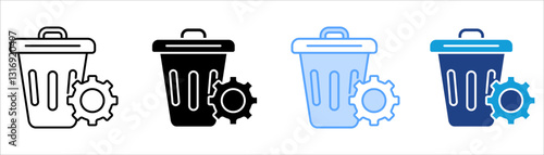 Waste Icon Set Multiple Style Collection