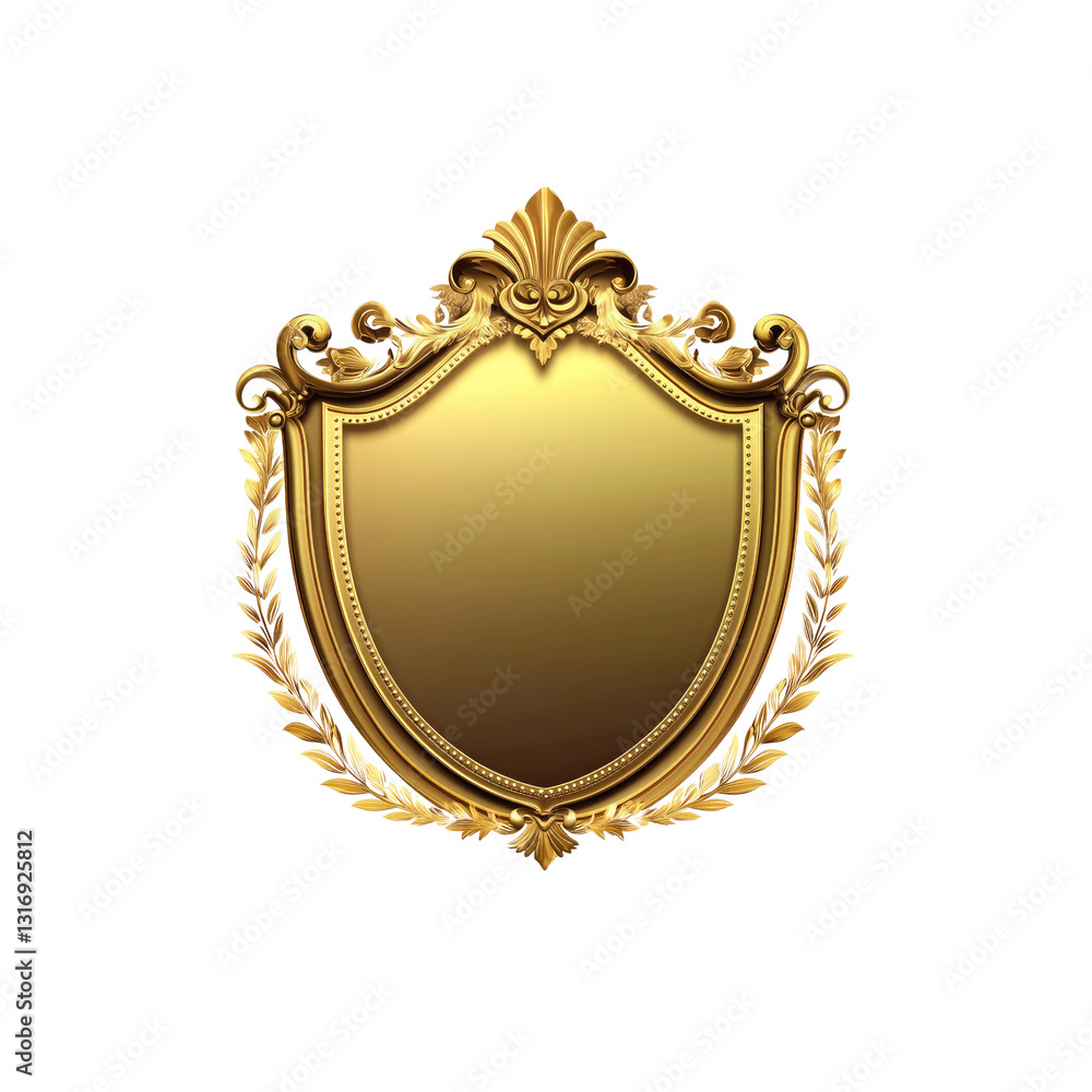 Obraz premium Golden Heraldic Shield with Laurel Wreath - Luxury Emblem Design