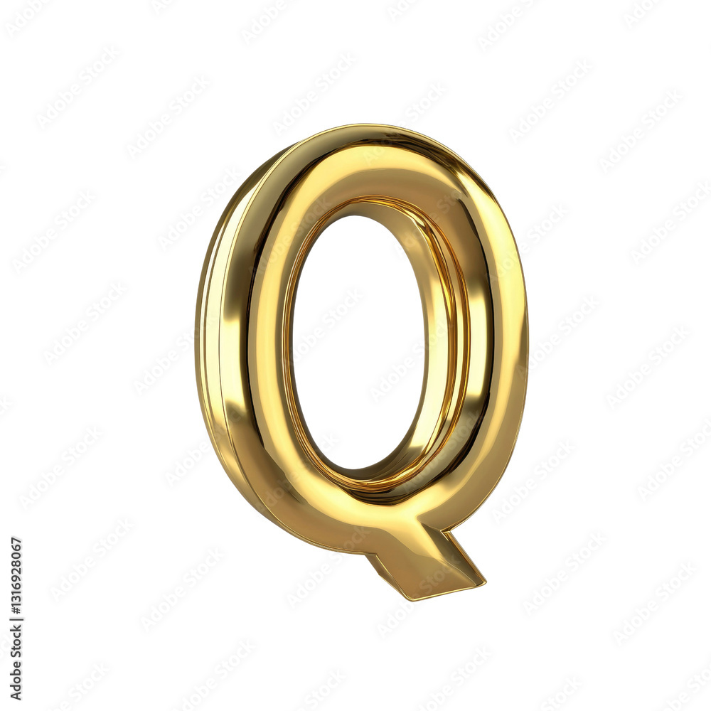 3D Render of a Golden Letter Q 3D Render of a Golden Letter Q