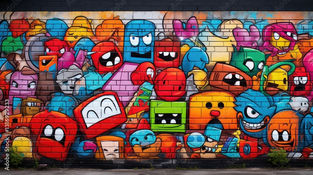 Fototapeta premium street cartoon brick wall