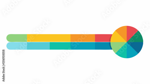 Progress Bar A colorful progress bar filling up gradually divided into segments that represent different goals. The growing bar illustrates the accumulation of achievements leading