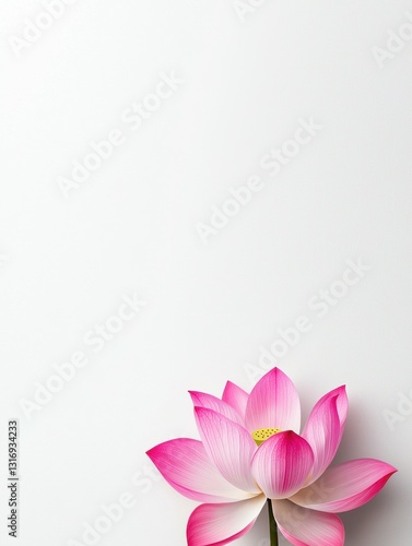 Delicate Pink Lotus Blossom Flower Plant on Clean Light Backdrop Purity and Serenity Still Life