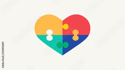 Puzzle Pieces Connecting Colorful puzzle pieces coming together to form a heart illustrating how sharing vulnerabilities can help people fit together and create stronger