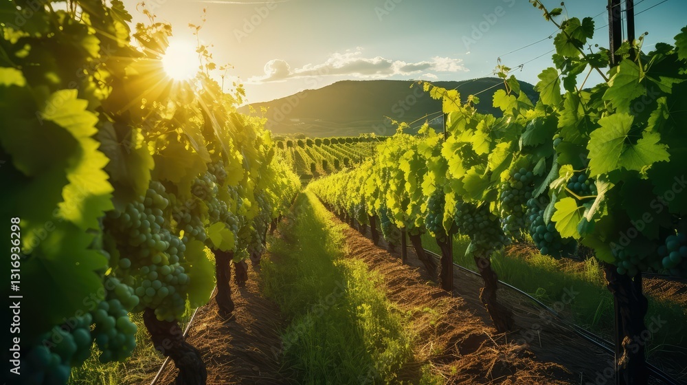 Fototapeta premium sunlight green wine