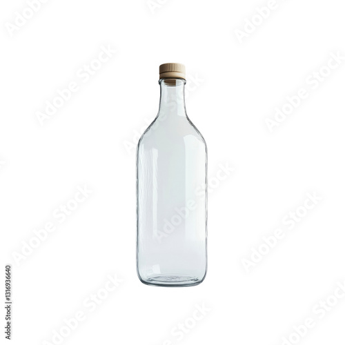 Wallpaper Mural Empty Clear Glass Bottle with Beige Cap - Mockup for Branding and Design Torontodigital.ca