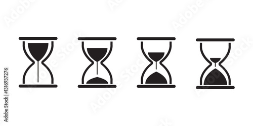 Hourglass icon set. Sandglass symbol, Reload hourglass timer icon vector. Hourglass stopwatch