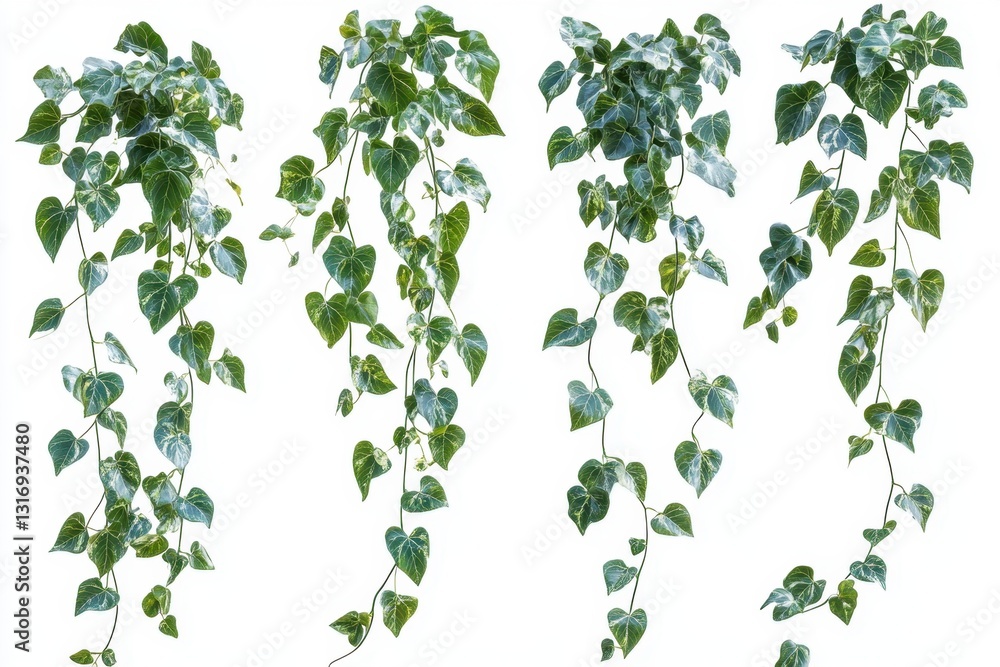 custom made wallpaper toronto digitalCascading variegated ivy foliage on a pristine white background creating a vibrant botanical composition for design and decoration with a clean aesthetic