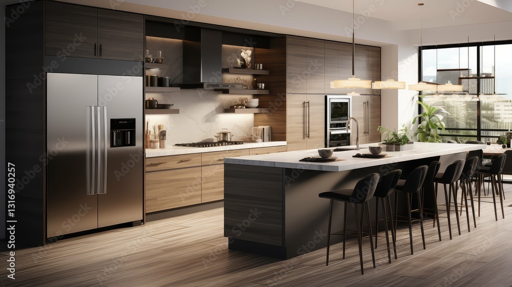 Fototapeta premium spacious clean modern kitchen