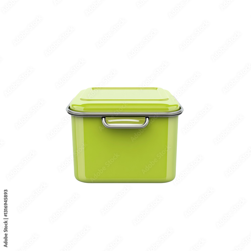 Lime Green Enamel Storage Container with Lid and Metal Handle Lime Green Enamel Storage Container with Lid and Metal Handle