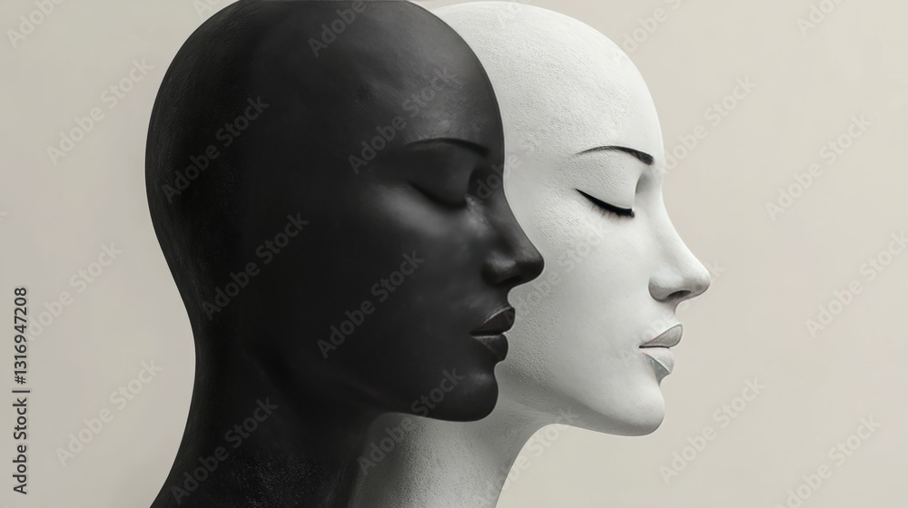Modern abstract composition combining gender symbols in harmony, minimalistic black and white style Modern abstract composition combining gender symbols in harmony, minimalistic black and white style