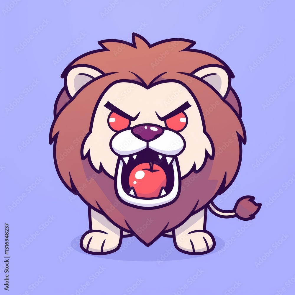Cute Angry Lion with Apple Cute Angry Lion with Apple