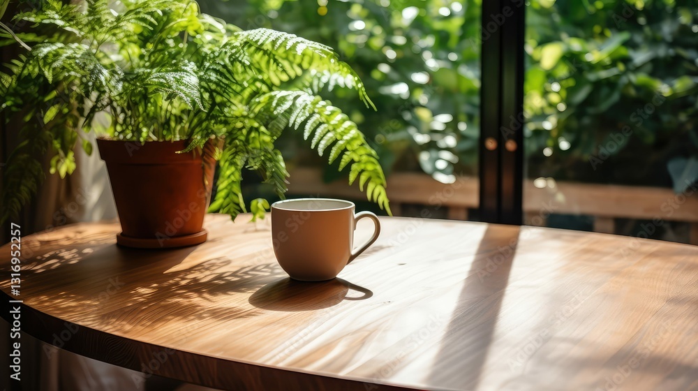 sunlit brown wood table sunlit brown wood table