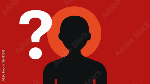 Silhouette of a Person with a Question Mark A silhouette of a person looking confused or lost with a large question mark above ing the uncertainty and confusion faced by