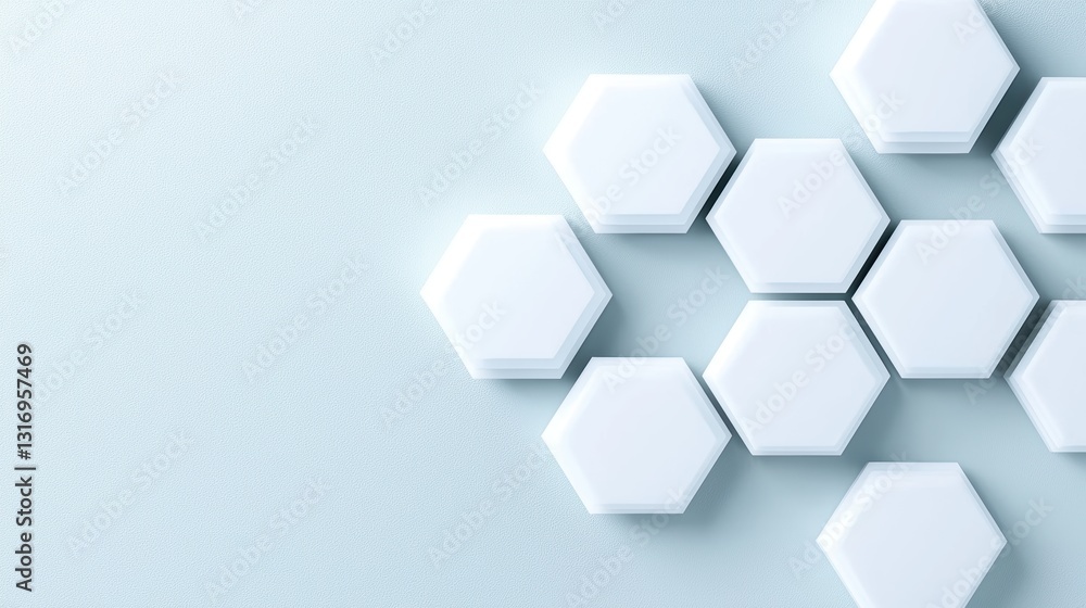 A minimalist arrangement of white hexagonal tiles on a light background, showcasing modern design and geometric patterns. A minimalist arrangement of white hexagonal tiles on a light background, showcasing modern design and geometric patterns.