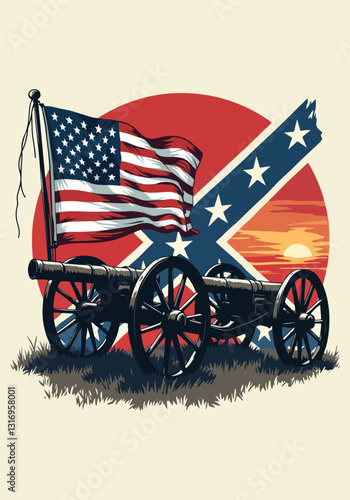 American Civil War Vector Icons - Cannons, Flags, Soldiers, Musket & War Symbols for T-Shirt, Poster, Sticker, Social Media & Animated GIF Designs