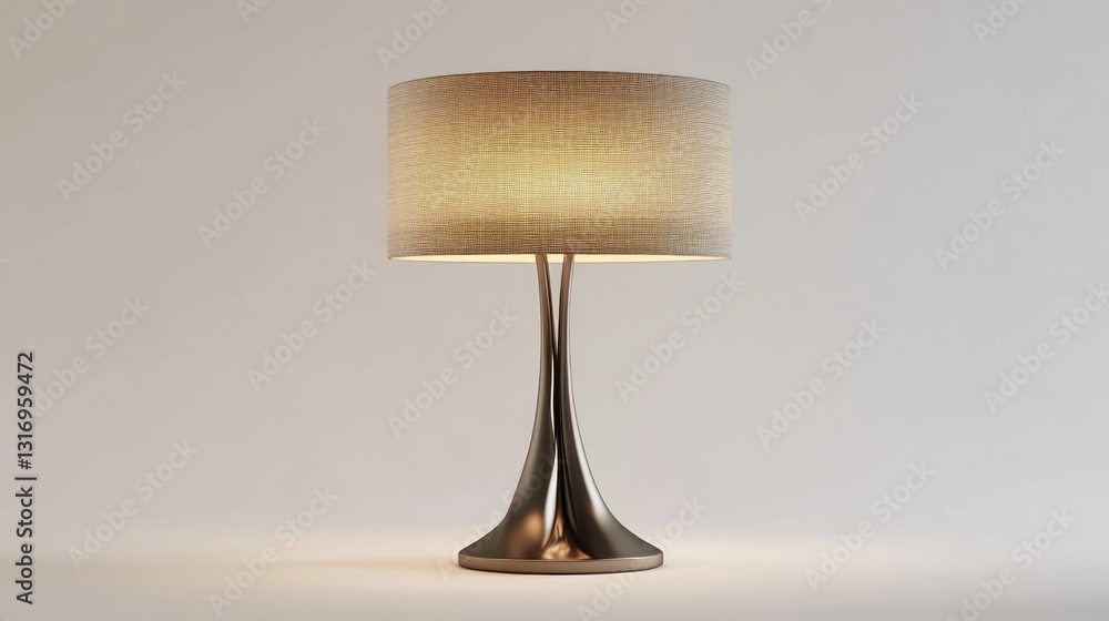 Modern table lamp with beige fabric shade