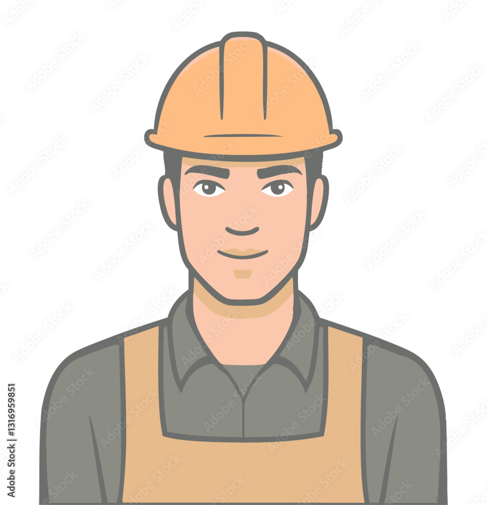 Pracownik budowlany w kasku ilustracja awatar Pracownik budowlany w kasku ilustracja awatar