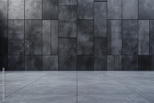 A large gray wall with a concrete floor in the background